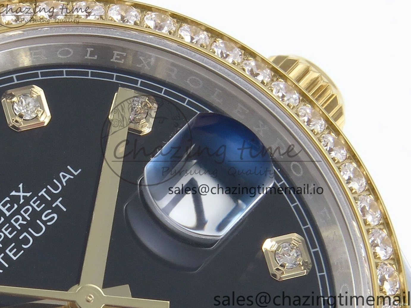 MiroTime 0109 Stretchable DateJust 36 126283RBR EWEF Best Edition Black Diamonds Dial on SS YG Jubilee Bracelet A 634